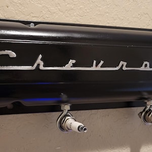 Reused Old School Vintage Chevrolet Script Valve Cover Rack Man Cave