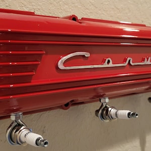 Reused Vintage Chevrolet Corvette Script Red Valve Cover Rack Man cave