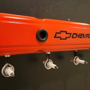 Vintage Chevy Script Valve Cover Rack Man cave