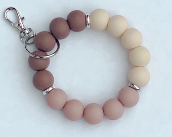 Neutral Coloured Wristlet, Keyring, Keychain, Key ring, Gift ideas for her, Silicone Keyring, Key Charm, Bag Charm, Silicone Key Ring,