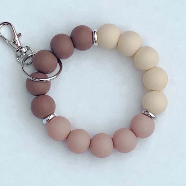 Neutral Coloured Wristlet, Keyring, Keychain, Key ring, Gift ideas for her, Silicone Keyring, Key Charm, Bag Charm, Silicone Key Ring,