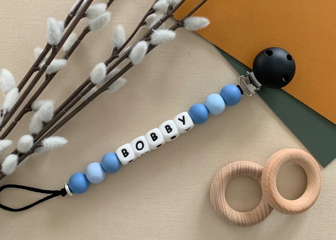 Personalised Dummy Clip, Silicone Dummy Clip, Black Dummy Clip, White