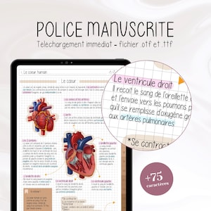 Police manuscrite pour prises de notes digitales | Ecriture à la main | Goodnotes & Notability | Prises de notes Ipad | Police français