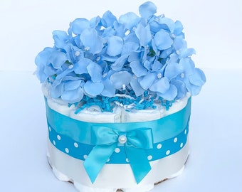 Baby Boy Diaper Cake-Small- Classic/ Polka Dot Style - Baby Shower Gift- Centerpiece- Neutral- Pampers