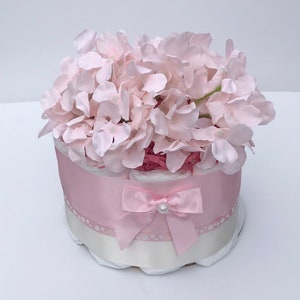 Diaper Cake 1 Tier, Pastel Pink Style, Baby Shower Centerpiece Decor Gift,Baby Girl,Neutral, Practical Handmade Gift