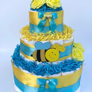 Bumble Bee Diaper Cake: 3-Tier Baby Shower Centerpiece