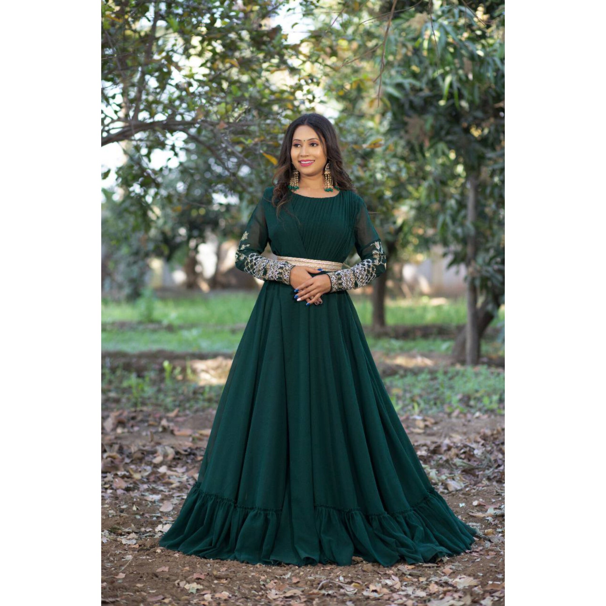 Beautiful Green Designer Gown With Embroidery Sequence Work - Etsy Beautiful Green Designer Gown With Embroidery Sequence Work - Etsy