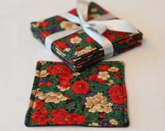 A set of Quilted 100% Cotton Reversible Coasters