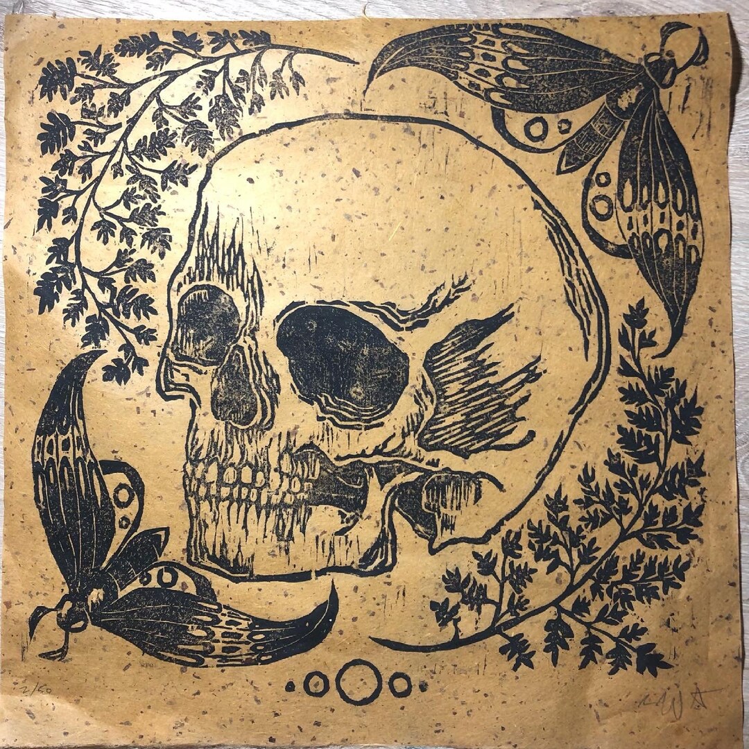 Skull and Moth - Etsy