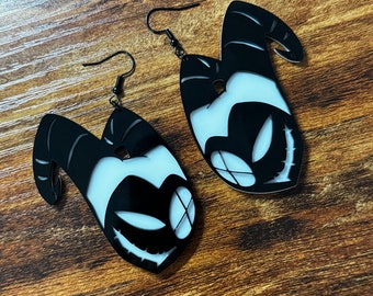 Hazbin Hotel Lute Mask Fan Art Earrings for Fans Cosplay. Dangle or Clip-On!