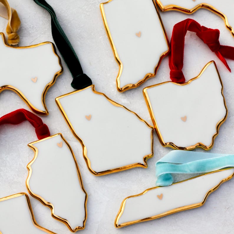 Florida State Christmas Tree Ornament State Keepsake W/ 22k Gold