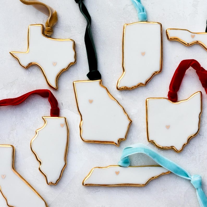 Florida State Christmas Tree Ornament State Keepsake W/ 22k Gold