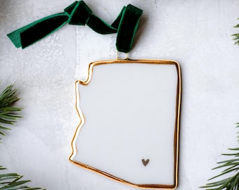 Arizona State Christmas Tree Ornament: State Keepsake w/ 22k Gold | Holiday Decor | Gift Ideas | Home Decor | Christmas Gift | Handmade