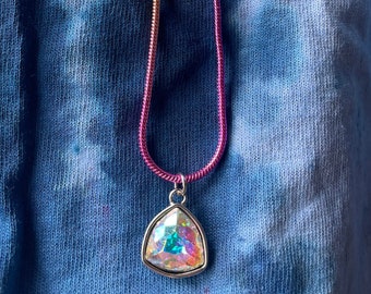 Ombre Rainbow Snake chain with Iridescent charm