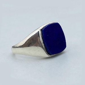 Lapis Lazuli Men&#39;s Ring 925 Sterling Silver Ring Lapis Lazuli Genuine Gemstone Bohemian Ring Handmade Silver Jewelry Ring Gift For Men&#39;s.