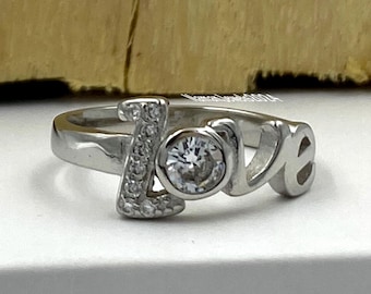 Love Moissanite Diamond Ring: 925 Sterling Silver Valentine's Gift
