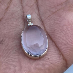 Natural Brazilian Rose Quartz Sterling silver Pendant, Handmade sterling silver jewelry,  Rose Quartz Healing Necklace, Gift Pendant Women&#39;s