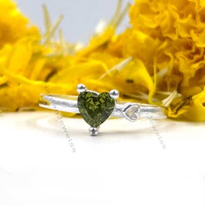 Heart Moldavite Ring: Art Deco 925 Sterling Silver Engagement Ring