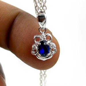 925 Solid Silver Sapphire Necklace I Teardrop Blue Sapphire Pendant I Dainty Genuine Sapphire Pendant I March Birthstone I Gift For Mom,