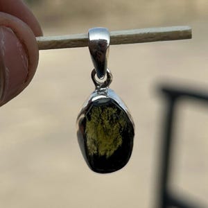 Genuine Moldavite Pendant, Handmade Pendant, Sterling Silver Pendant, Rough Gemstone Pendant, Certified Czech Republic Moldavite Jewelry Her