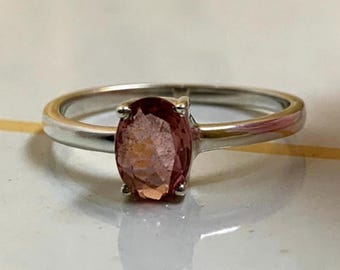 Handmade Pink Tourmaline Sterling Silver Ring: Oval Cut, October Birthstone