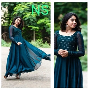 Buy Bollywood Style Georgette Gown With Mirror Work for Women