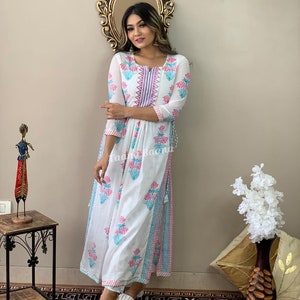 Indian Beautiful Casual Wear White Printed Salwar Suit for Women ...