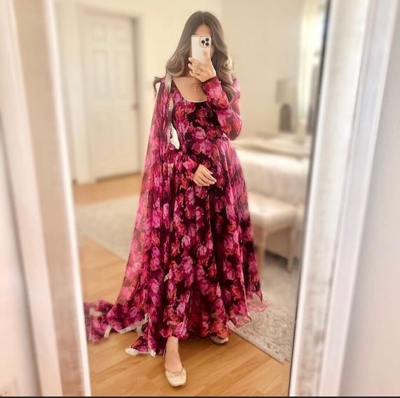 Designer floral maxi dress top
