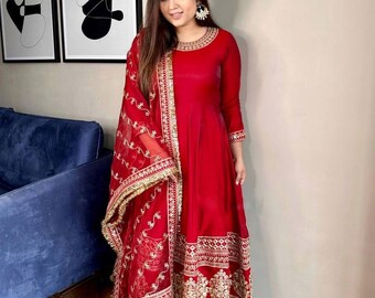 Buy online Red Embroidered Ethnic Dress from ethnic wear for Women by  Scakhi for ₹16119 at 35% off