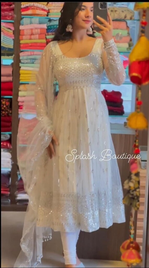 Net Fabric Peach Color Party Style Elegant Anarkali Salwar Suit