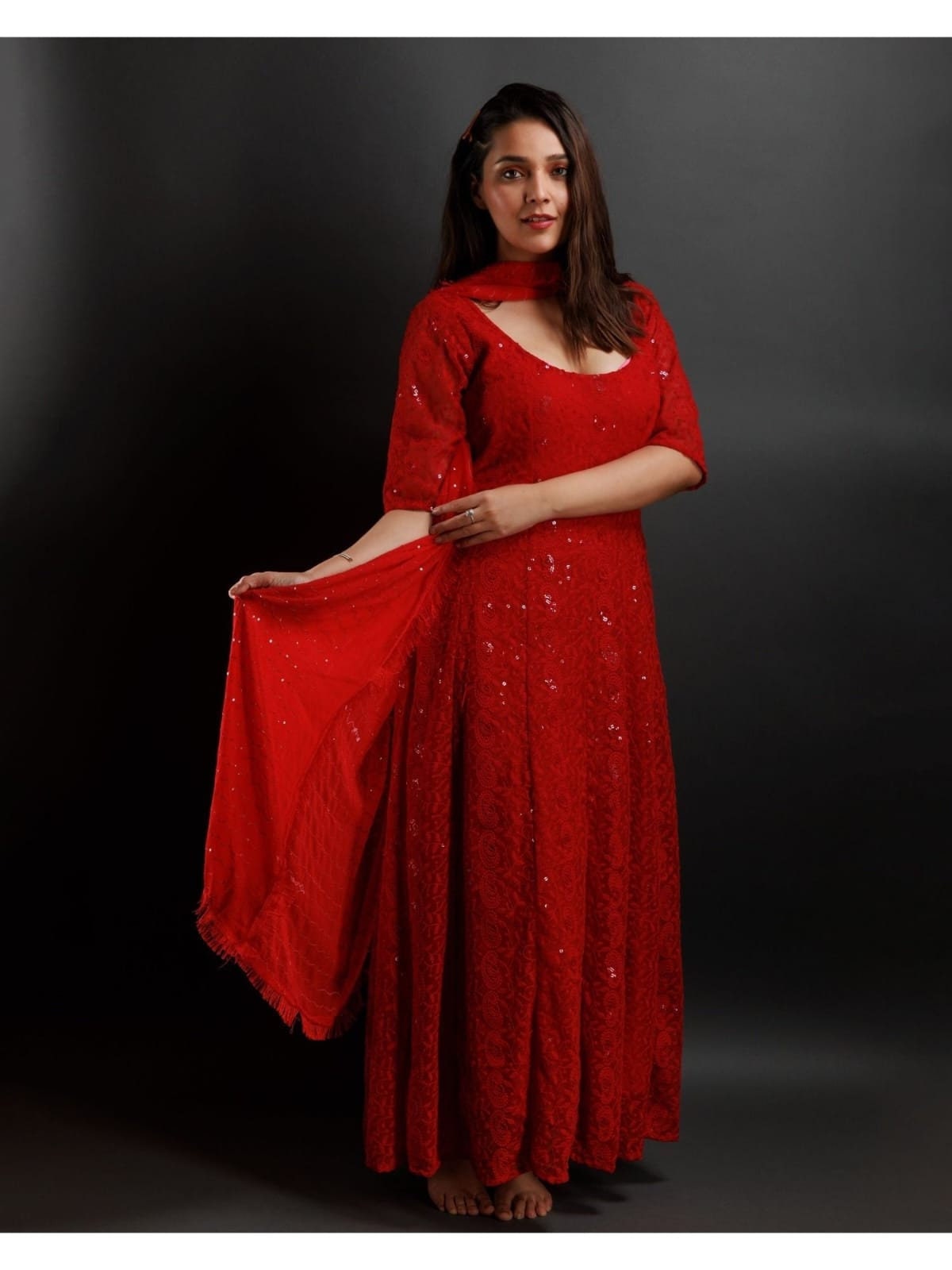 Red Viscose Chikankari Kurti - TheChikanLabel | Lucknow Chikankari Kurtis &  Suits