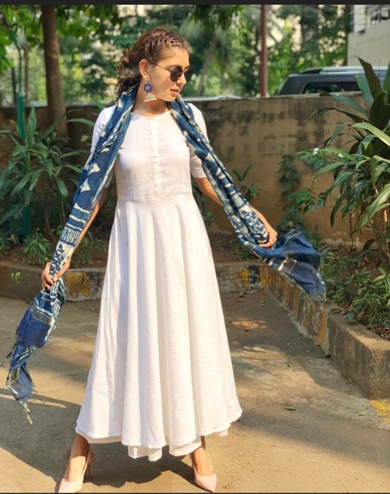 Plain white anarkali kurti clearance