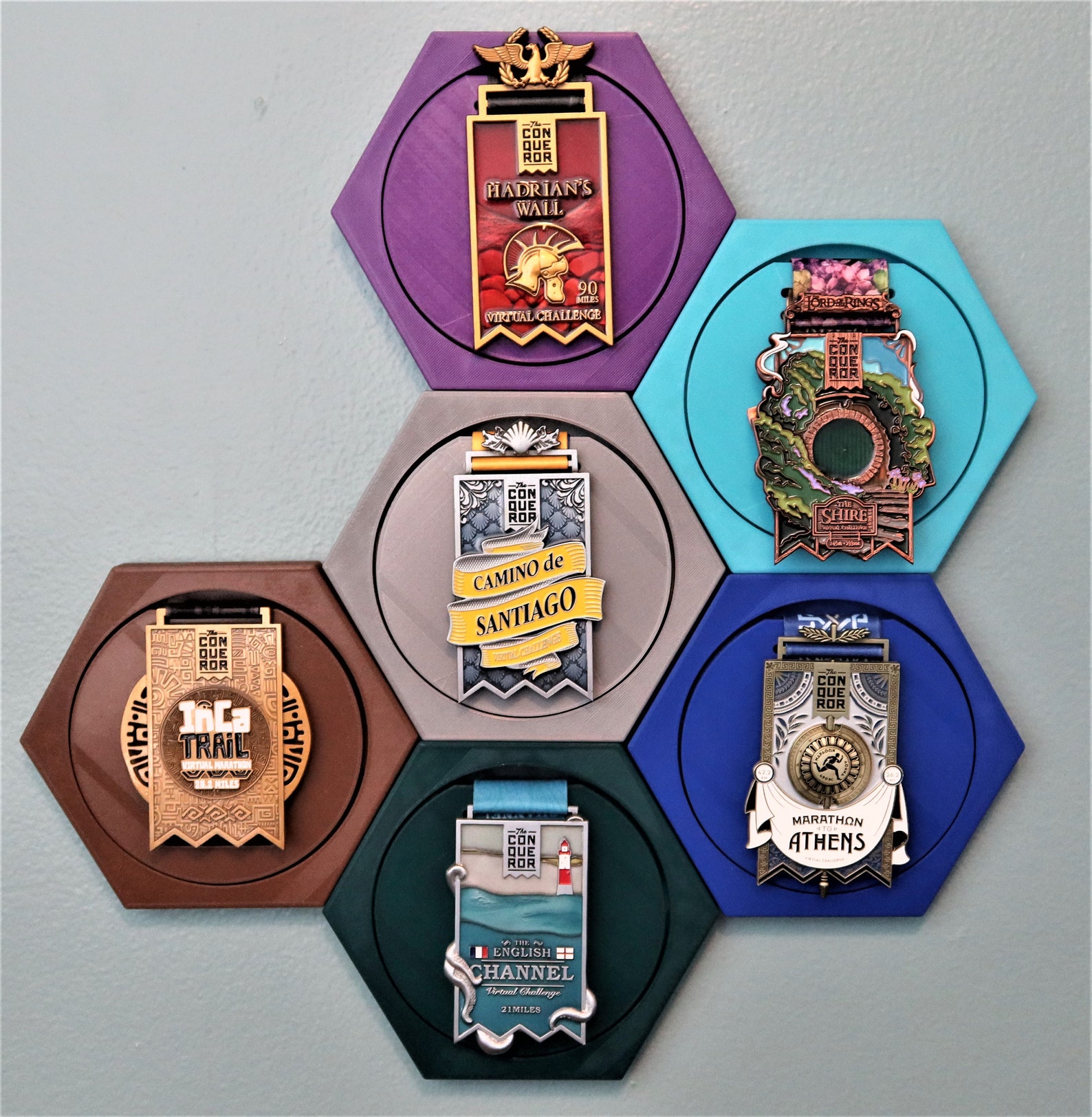 The Conqueror Virtual Challenge Finisher Medal Display Holder Etsy
