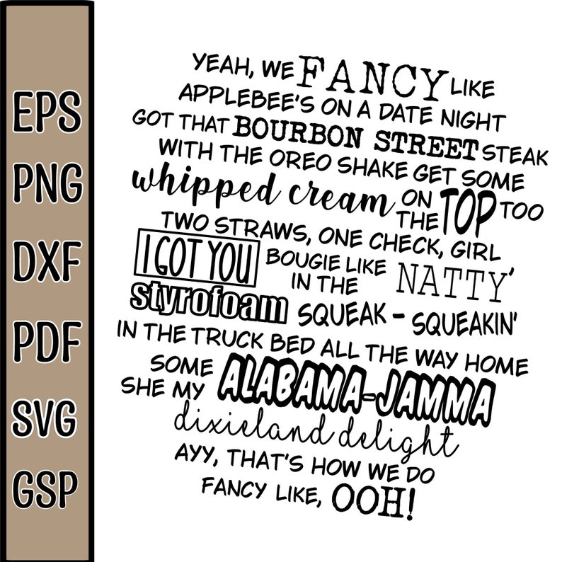 Fancy Like Walker Hayes Lyrics Sublimation SVG Print Cut File Etsy