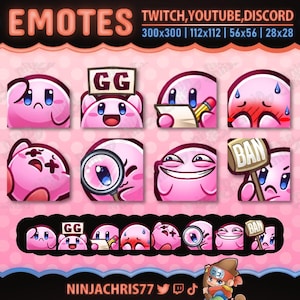 Conjunto de gestos de Kirby n.° 2 / 8 gestos para Twitch, YouTube, patada y Discord