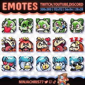 Zestaw startowy Gen 9 | 15 emotikon Pokemon dla Twitch, Youtube, Kick i Discord