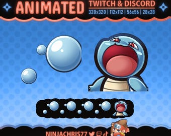 Emotes de combo animados con rayos de burbujas para Twitch y Discord