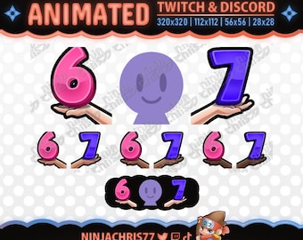Animated 67 Combo Emotes | 4 different skintones | Emotes for Twitch & Discord