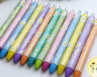 Daisy Glitter Gel Pen: Pastel Milky Way, Refillable Black Ink