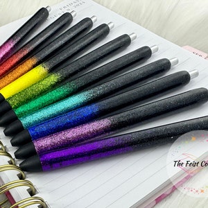 Black Ombre Glitter Pen, Inkjoy Gel Pen, Glitter Gel Pens, Custom Personalized Gift, Black Ink, Refillable