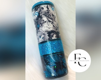 Princess Glitter Tumbler: Vintage Fabric, Milky Way Swirl, Stainless Steel