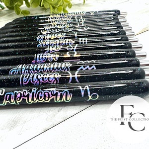 Zodiac Glitter Pens, Astrology Pens, Inkjoy Glitter Pen, Glitter Gel Pens, Custom Gel Pen, Black Ink, Refillable