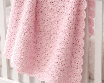 Copertina per neonato lavorata all'uncinetto a mano, morbida copertina rosa lavorata a maglia, copertina per neonata, regalo per baby shower in cotone, copertina per cameretta, copertina per passeggino,