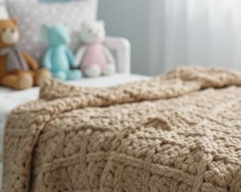 Coperta in maglia grossa a trecce, filato super morbido