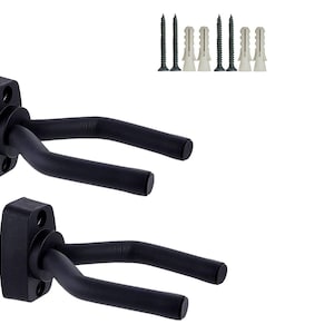 Guitar Wall Mount Hanger 2 Pack With Screws-Black-Adjustable- Easy To Install-Ideal for Guitar, Violin, Banjo or Ukulele