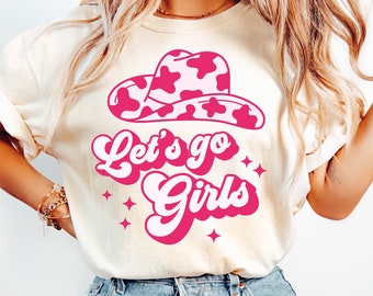 Let's Go Girls Cowboy Hat Retro SVG, PNG, Eps, Dxf, Bachelorette Svg Png, Sublimation Design, Western Svg Png