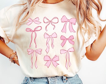 Pink Bows PNG+ SVG File, Coquette Bows Png Svg, Trendy Aesthetic Shirt Design, Soft Girl Aesthetic, Cottagecore Aesthetic, Ribbons Png Svg