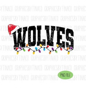 Wolves Christmas Mascot Png Sublimation File, School Mascot, Team Mascot, Shirt Design, Distressed Png