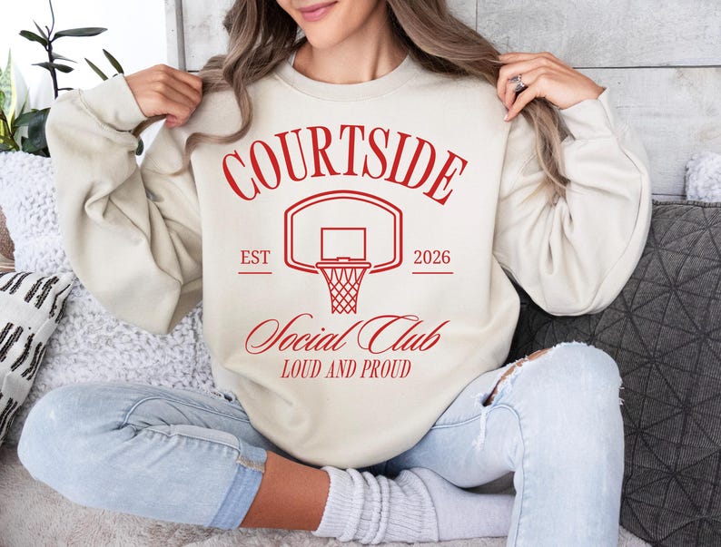 Courtside Social Club Est 2026 PNG, Basketball PNG, laut und stolz, trendiges ästhetisches Shirt-Design, Basketball Mom Bild 2