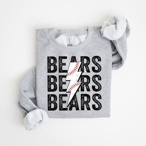 Bears Baseball Distressed Lightning Bolt PNG Sublimation File, Stacked Png, Baseball Season, Trendy Aesthetic Shirt Design, Grunge Png